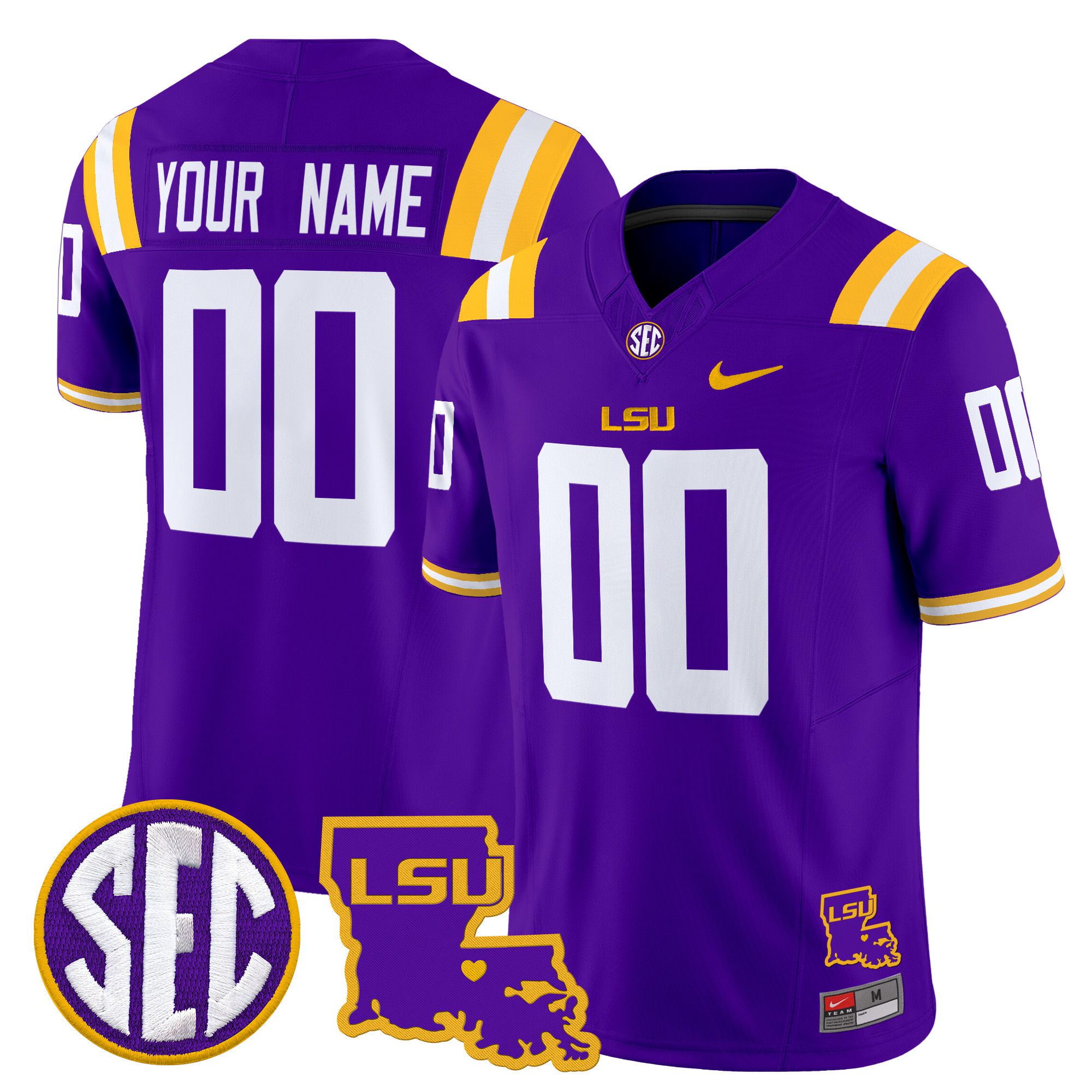 Men LSU Tigers Purple 2024 Nike Louisiana Patch Vapor Limited Custom NCAA Jersey->customized nfl jersey->Custom Jersey